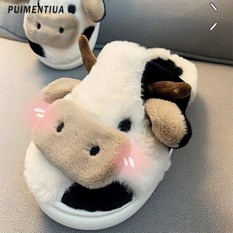 Kawaii Cow Warm Winter Slippers