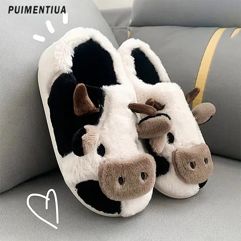 Kawaii Cow Warm Winter Slippers