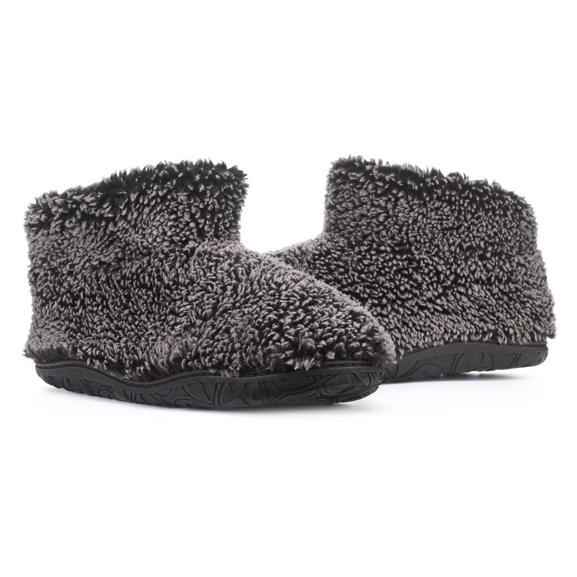 Leonardo - Shorter Length 100% Recycled Snow Tipped Sherpa Slipper Boot - Washed Black