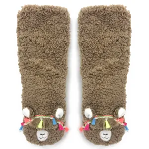 Llama Call You Plush Slipper Socks