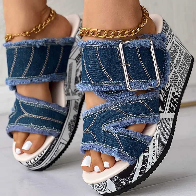 Marseille Denim Top Slippers