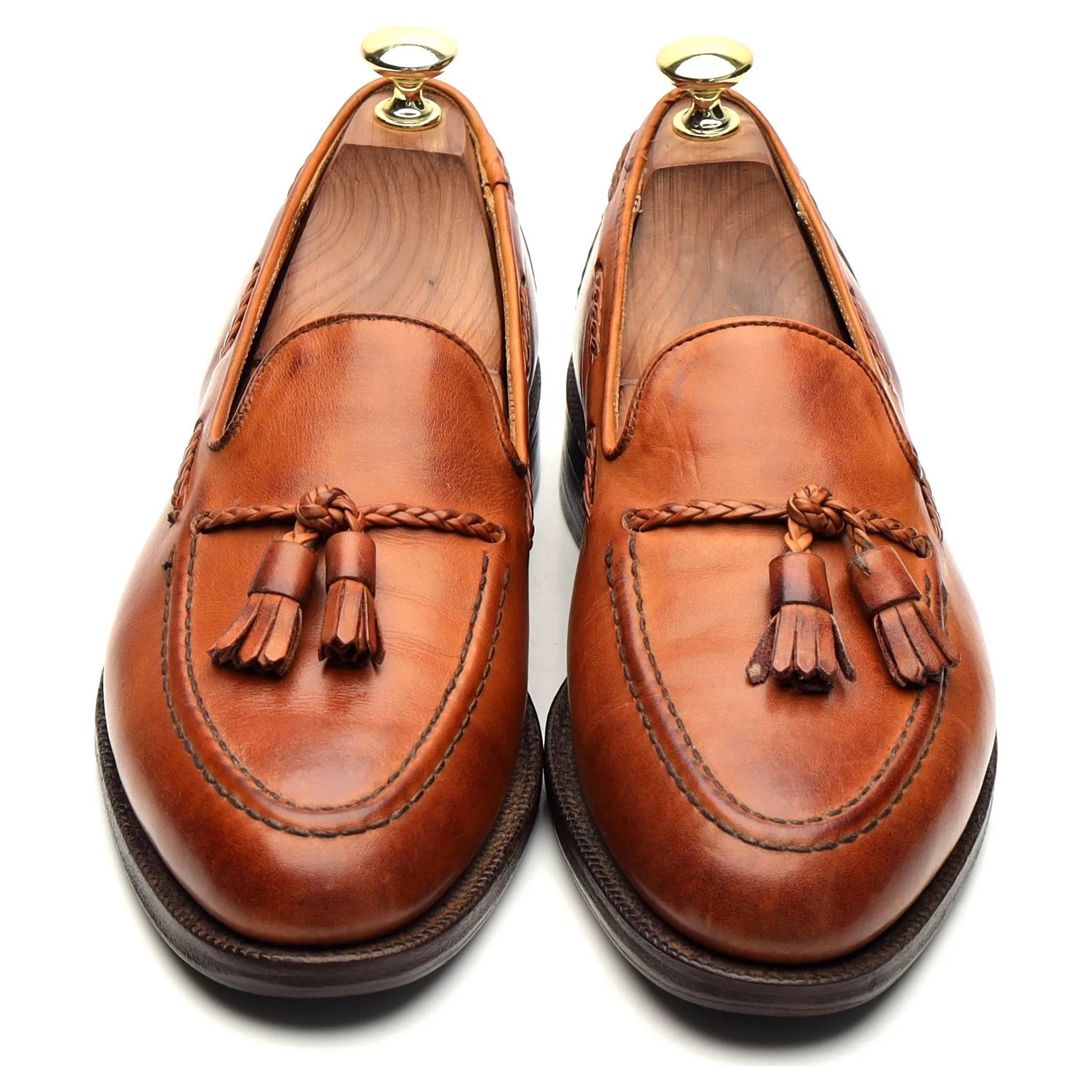 'Matisse' Tan Brown Leather Tassel Loafers UK 7 F