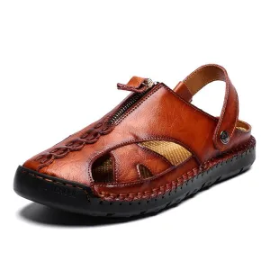 Men Genuine Leather Beach Shoes Sandals Cogs