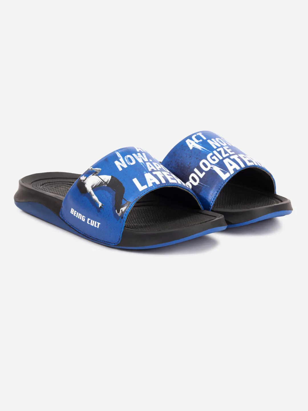 Men's Active Graphic Blue Slider (ID5204)