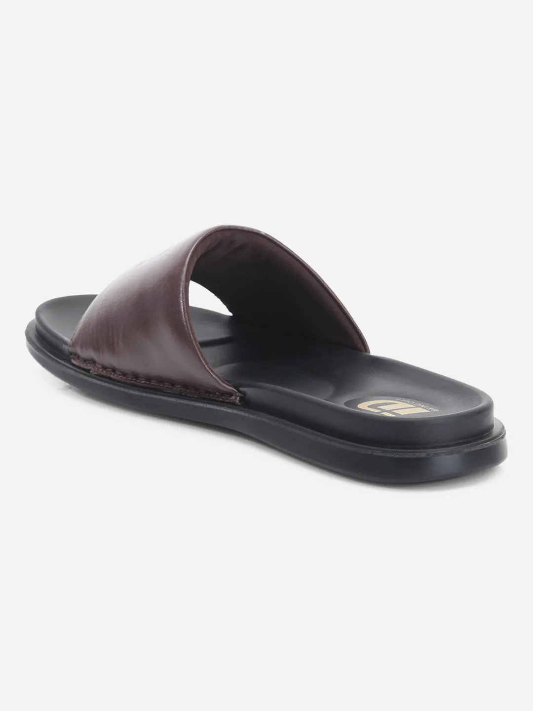 Men's Wine Leather Casual Slides (ID4210)