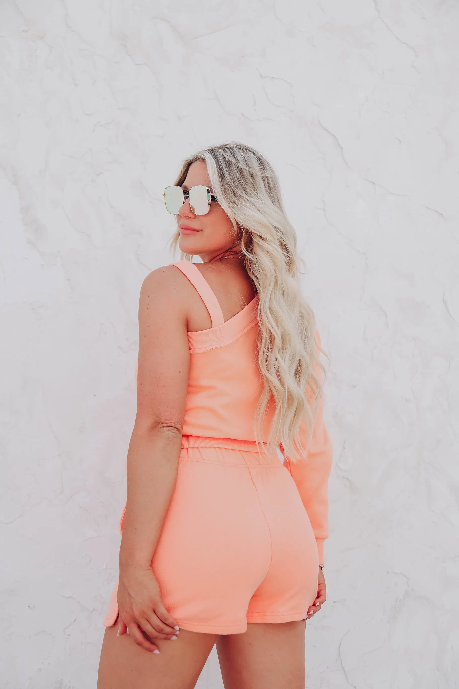 Ovida One Shoulder Crop Top - Apricot