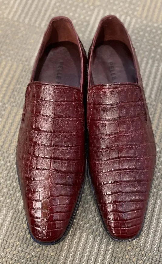 Pelle Exotics Crocodile Slip-On Loafer Burgundy