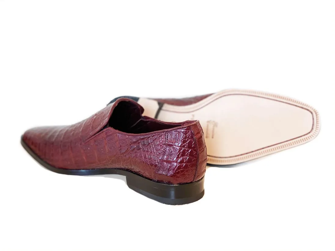 Pelle Exotics Crocodile Slip-On Loafer Burgundy