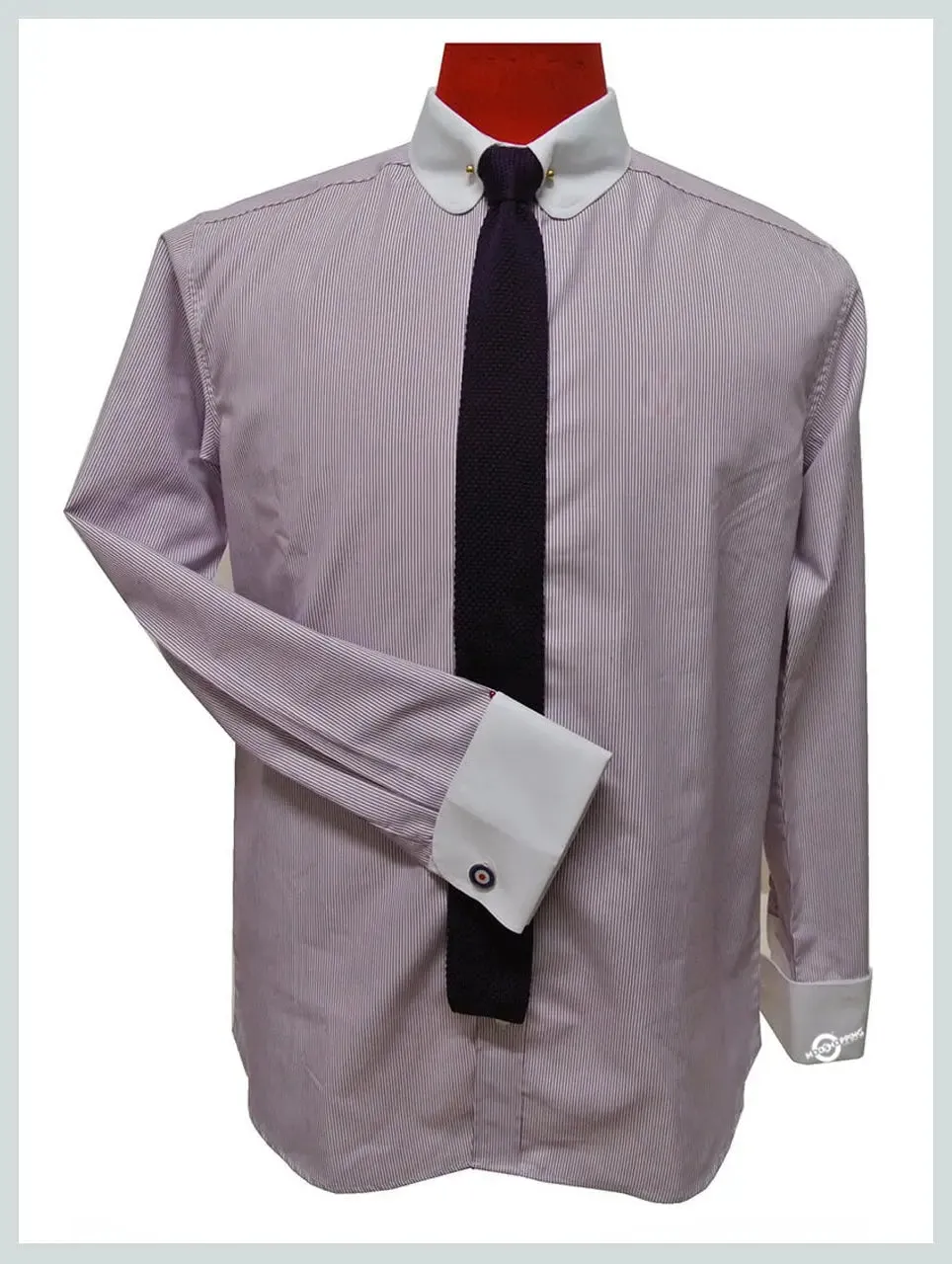 Penny Pin Collar Shirt - Lilac Pinstripe Shirt