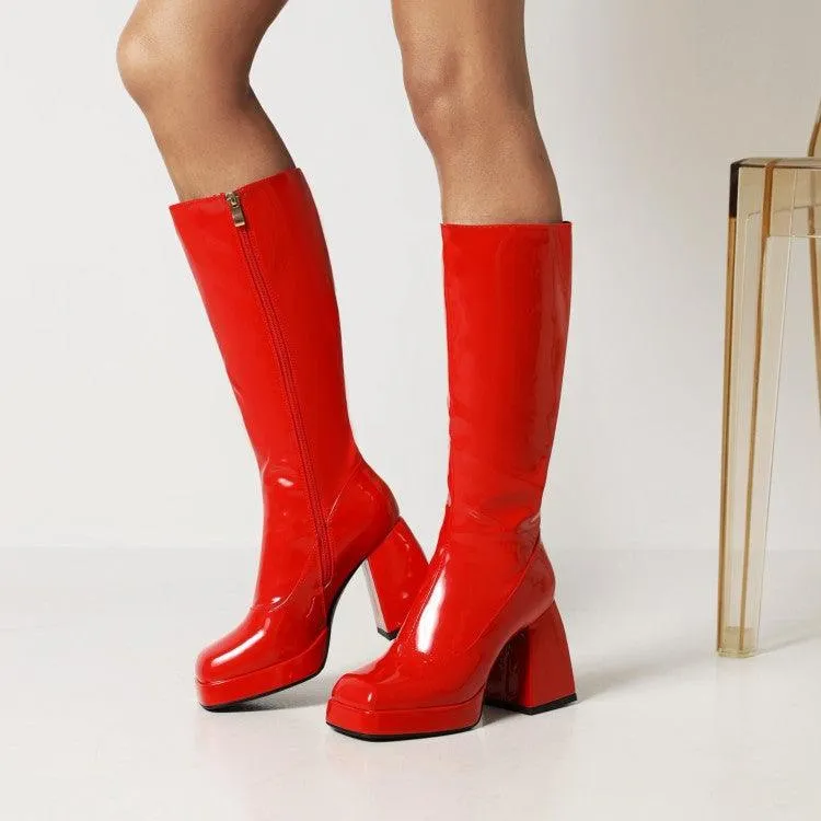 Platform Candy Color Knee High Boots