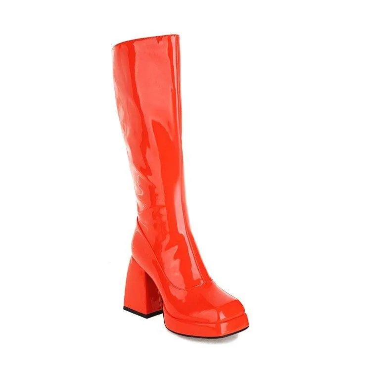 Platform Candy Color Knee High Boots