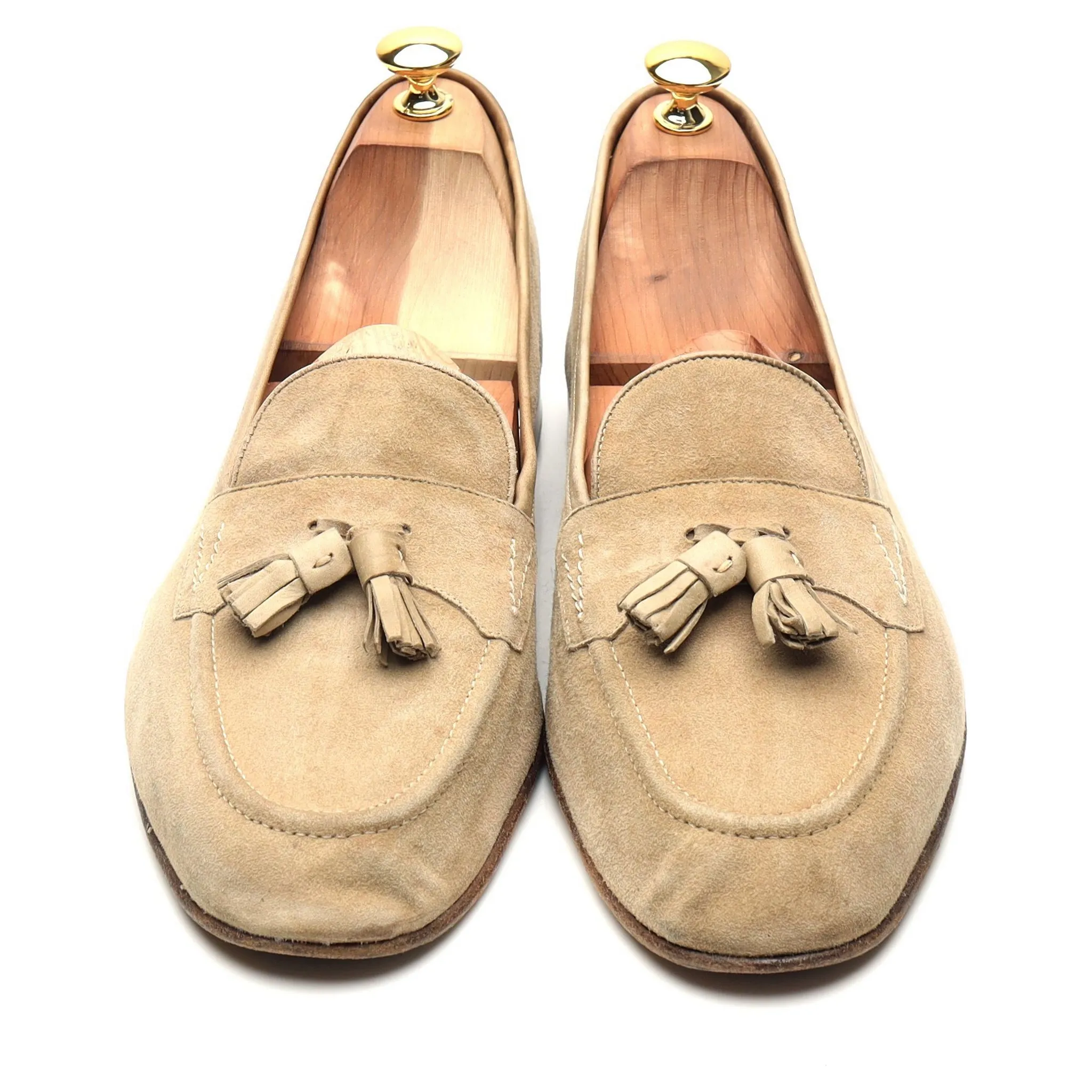 'Portland' Beige Suede Tassel Loafers UK 10 E