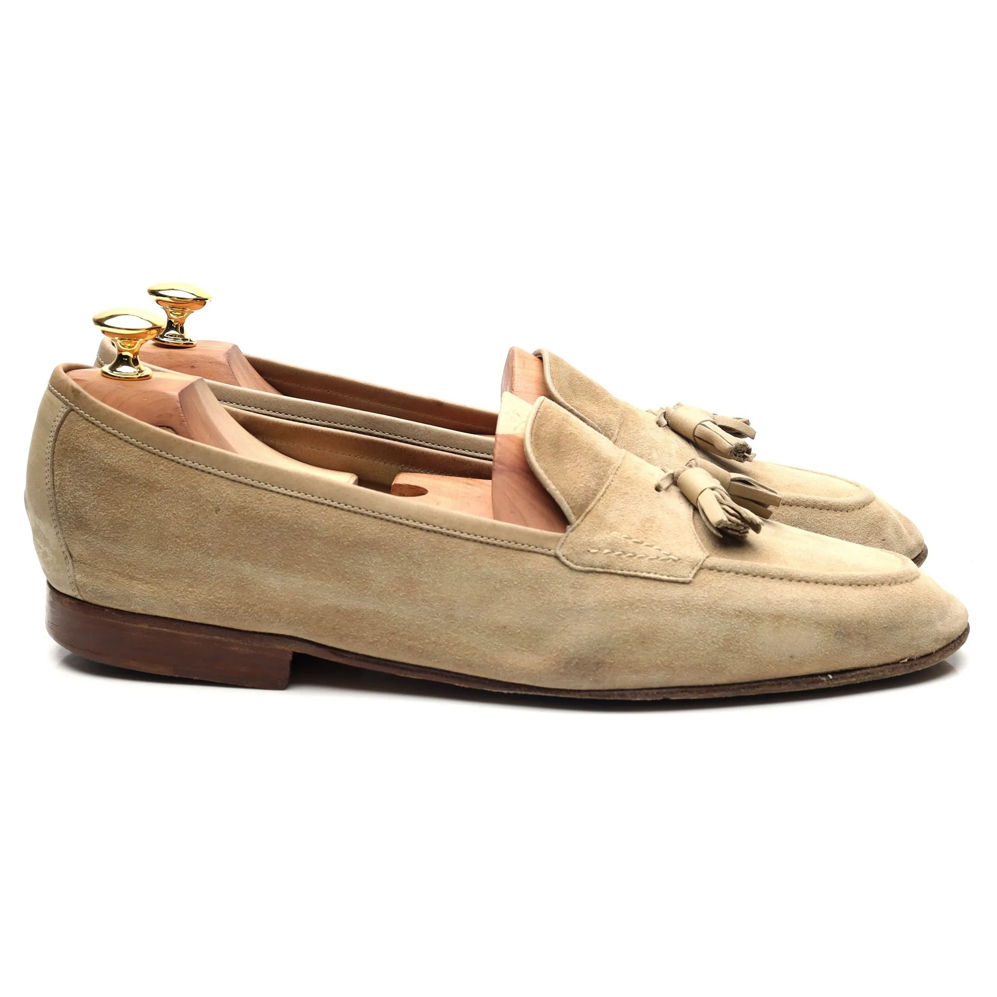 'Portland' Beige Suede Tassel Loafers UK 10 E