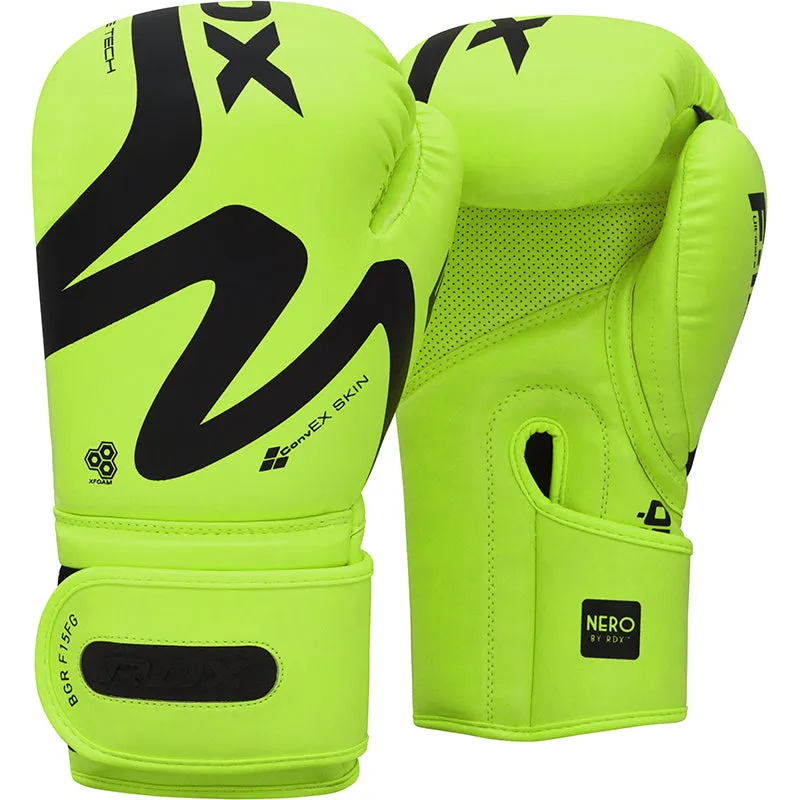 RDX T15 Nero Green Boxing Gloves & Focus Pads