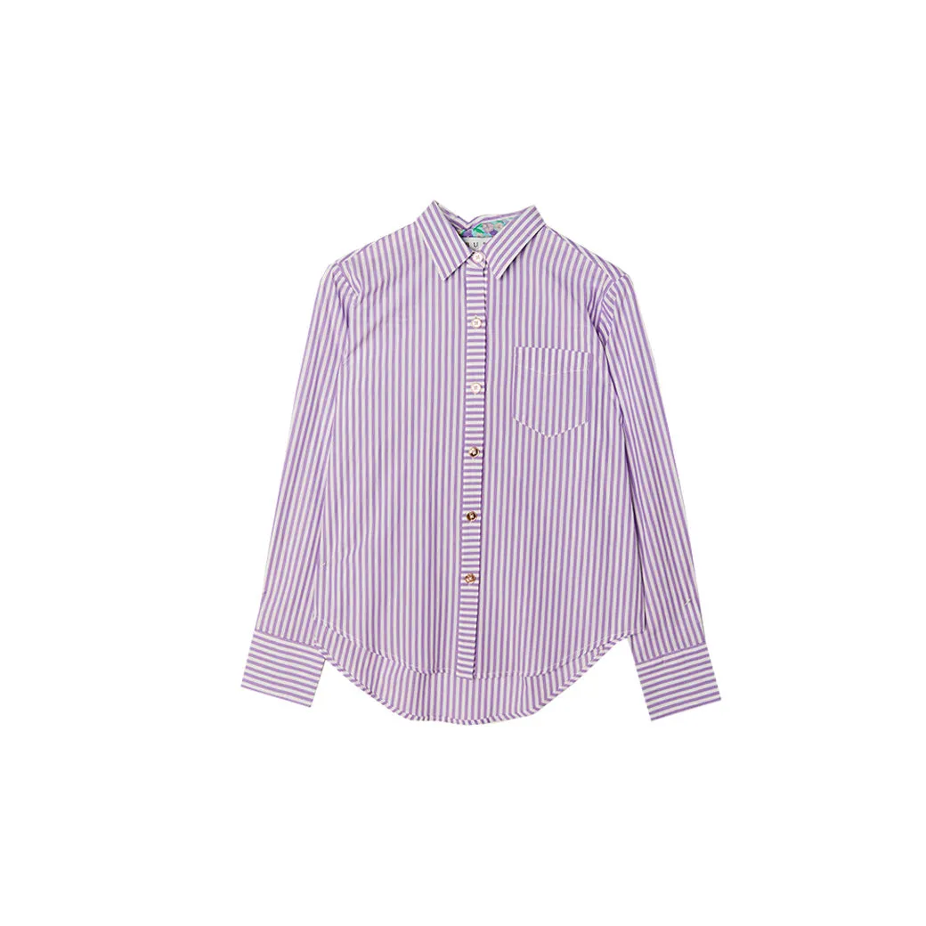 SAMPLE - Mel Mixed Button Down Shirt - Purple Stripe