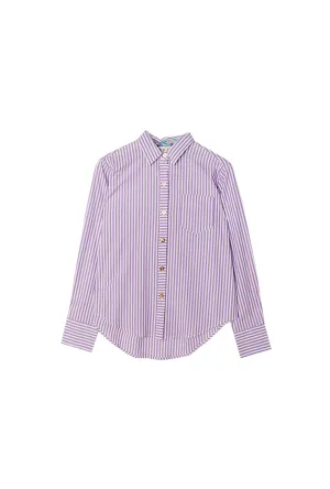 SAMPLE - Mel Mixed Button Down Shirt - Purple Stripe