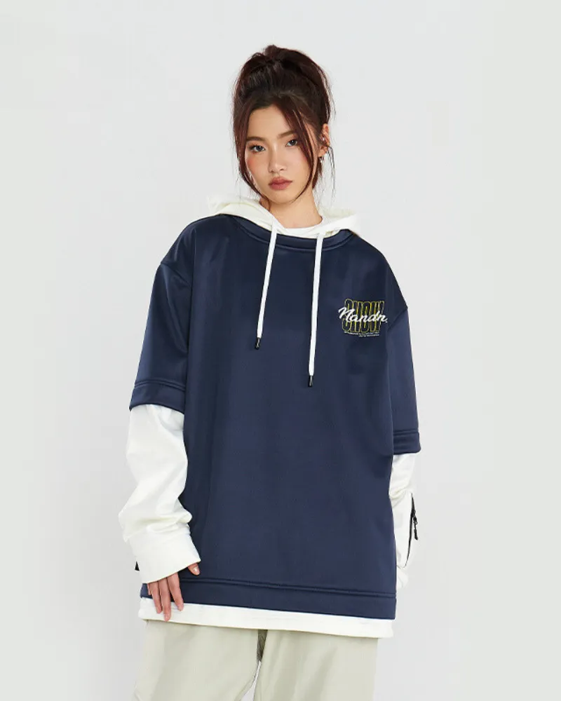 Ski Wear Outdoor Faux Two-piece Patchwork Hoodie