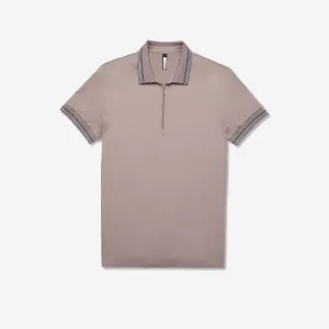 Striped Band Mercerised Cotton Polo Pink