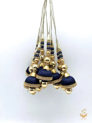 Tassels Black Colour Thread Work  With Golden Pearls ( in Pair)