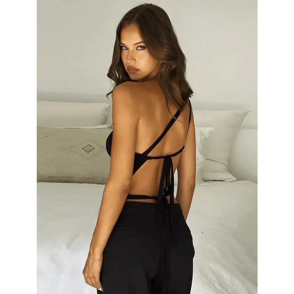 Trendy Asymmetrical Women's Sexy Single Shoulder Top Zy22939 Black Size