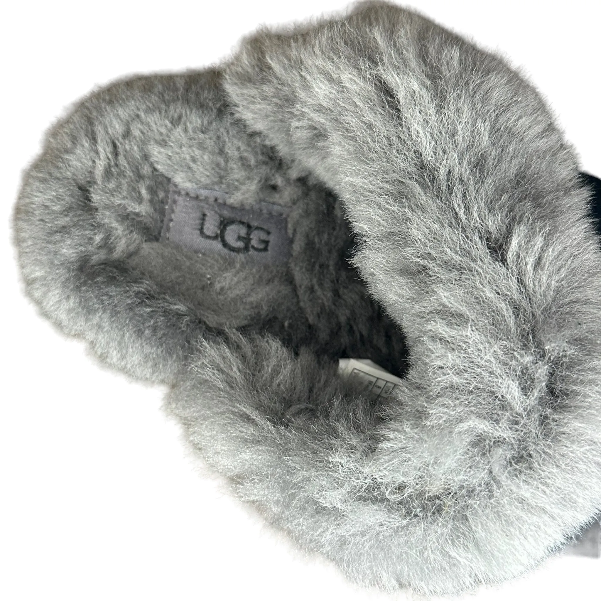 UGG Black And Gray Fur Slippers