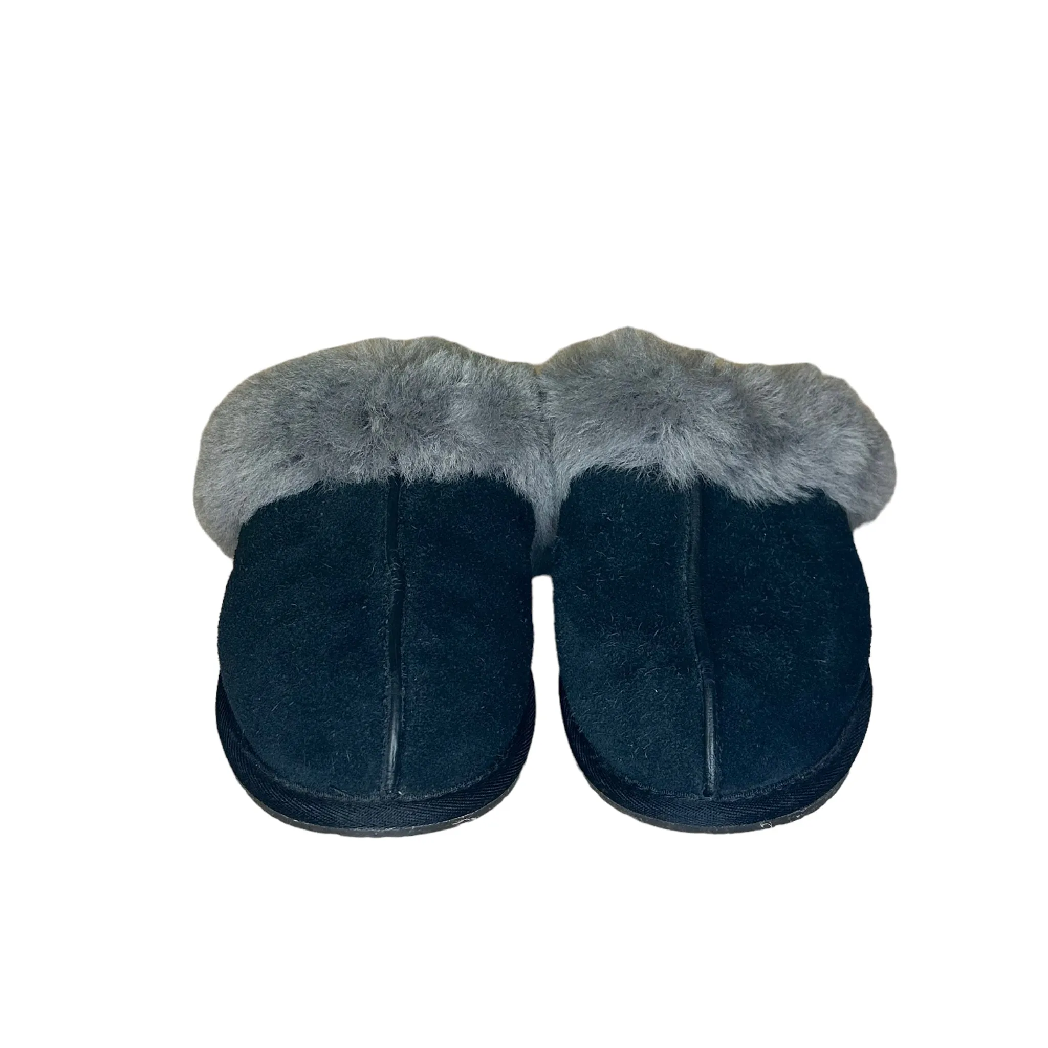 UGG Black And Gray Fur Slippers