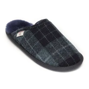 William - Harris Tweed Mule - Navy/Denim Tartan Check