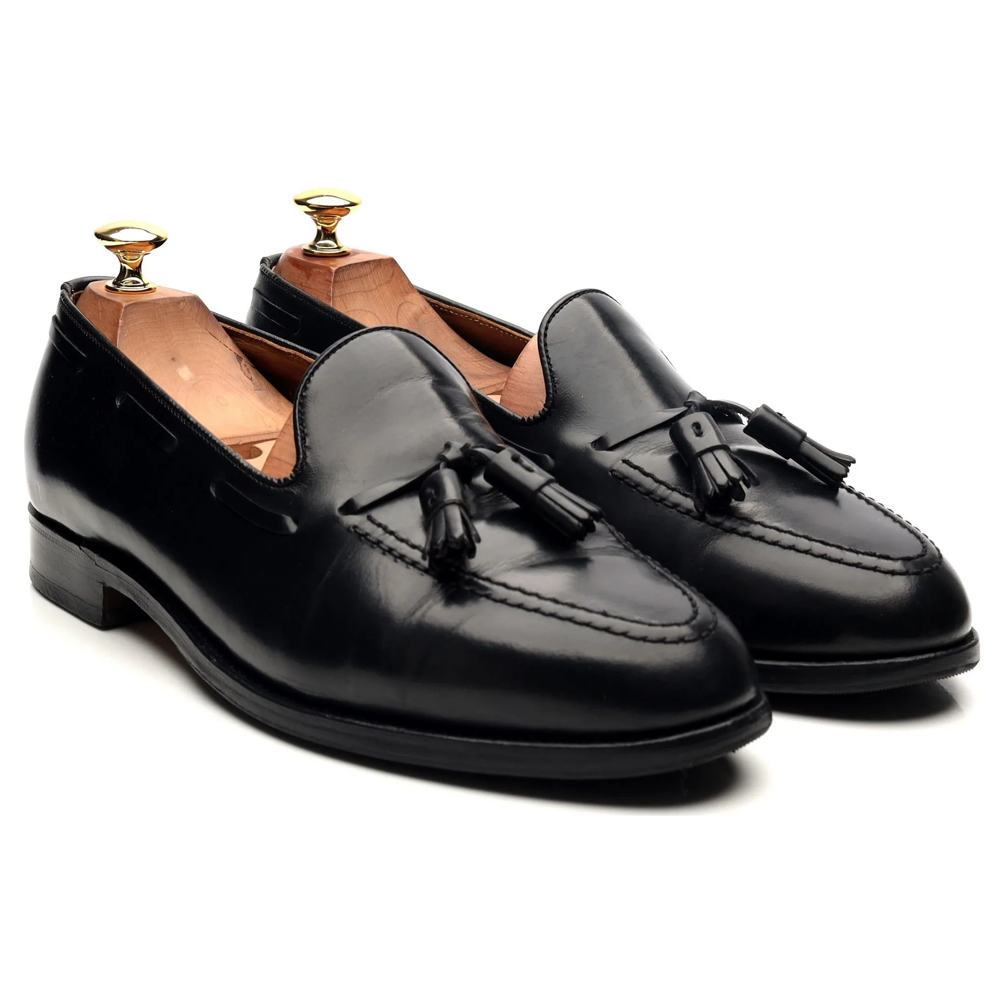 'Windsor' Black Leather Tassel Loafers UK 9 EX