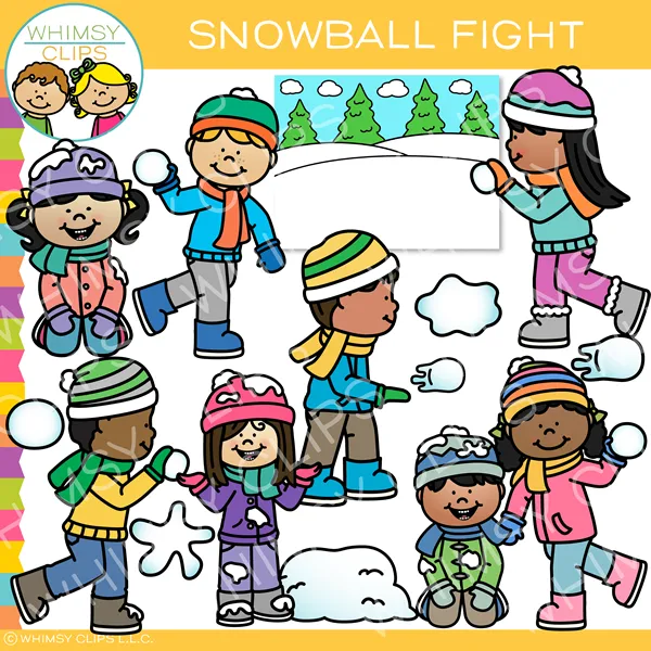 Winter Snowball Fight Clip Art