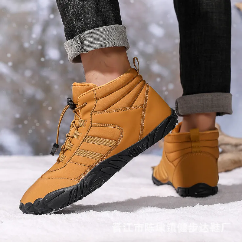 Women's Barefoot Shoes Winter Waterproof Trail Running Shoes Warm Lined Winter Shoes Unisex Outdoor Snow Boots Non-Slip Winter Boots