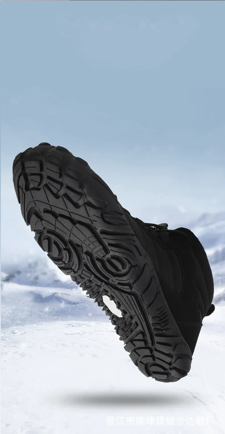 Women's Barefoot Shoes Winter Waterproof Trail Running Shoes Warm Lined Winter Shoes Unisex Outdoor Snow Boots Non-Slip Winter Boots