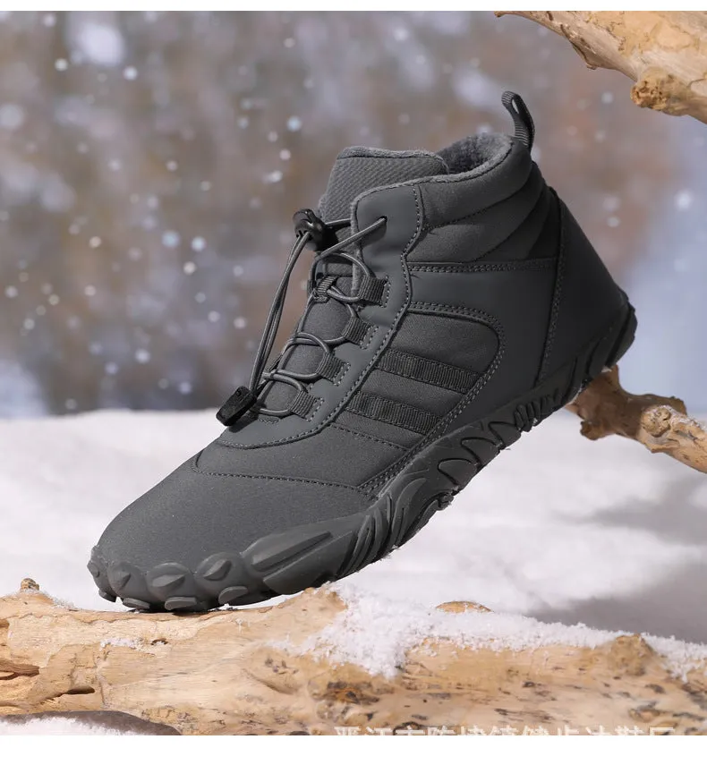 Women's Barefoot Shoes Winter Waterproof Trail Running Shoes Warm Lined Winter Shoes Unisex Outdoor Snow Boots Non-Slip Winter Boots