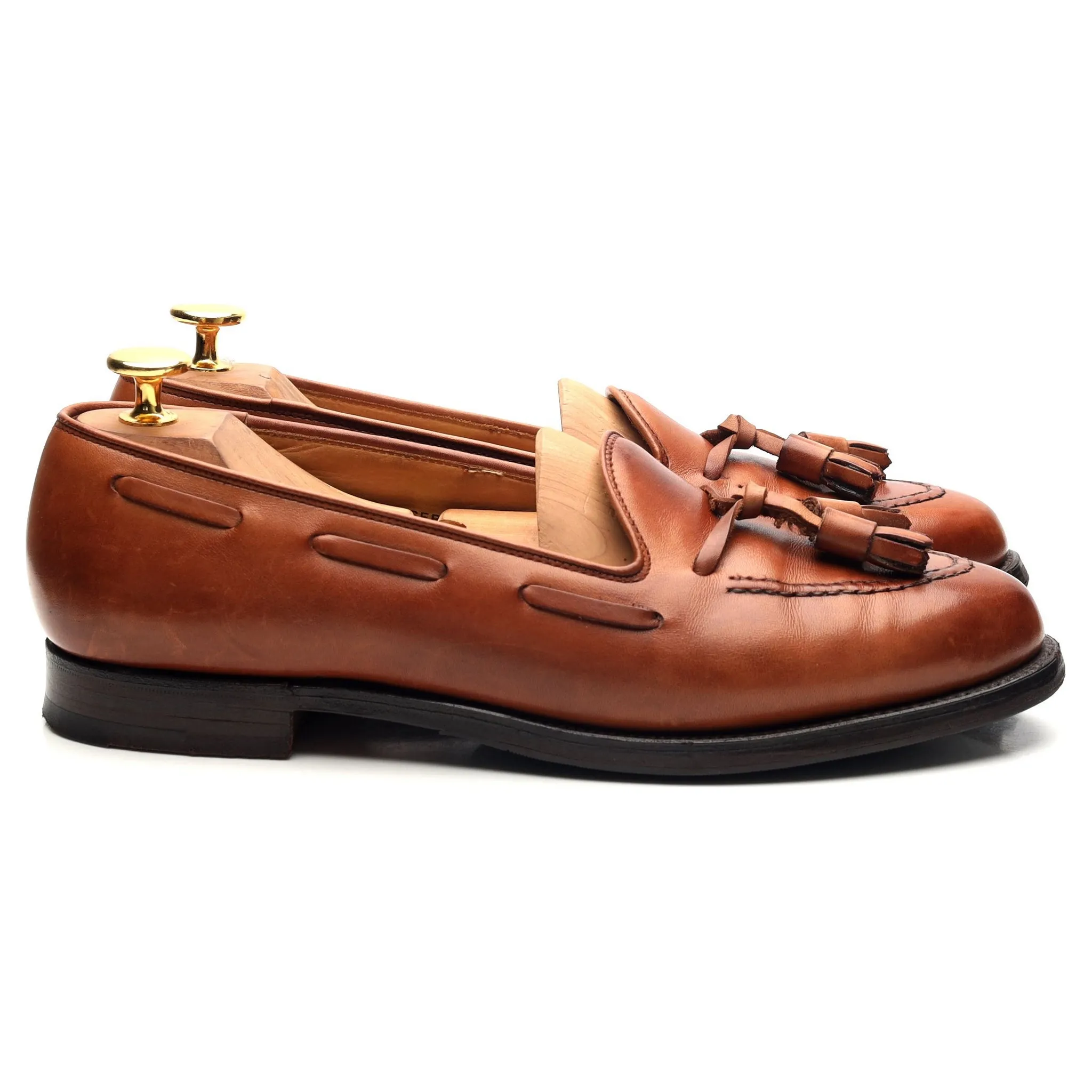 Women's 'Naseby' Tan Brown Leather Tassel Loafers UK 7 C