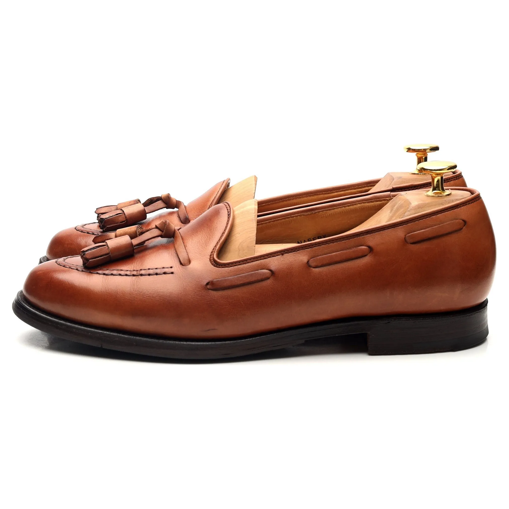 Women's 'Naseby' Tan Brown Leather Tassel Loafers UK 7 C